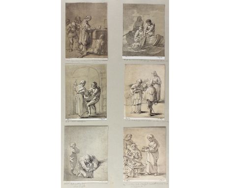 Piloty, Ferdinand d.Ä.: (1786 Homburg - München 1844). 1 Bl. mit 6 punktuell aufgeklebten Kreidelithographien mit Tonplatte n