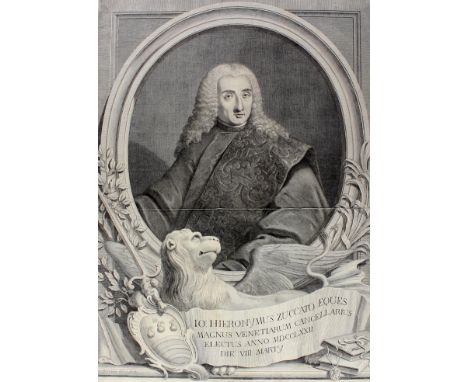 Orsolini, Carlo: (1703 Venedig 1781). Portrait Hieronymus Zuccato. Kupferstich. 18. Jhdt. 53 x 40 cm. Mittig Faltspur.   R