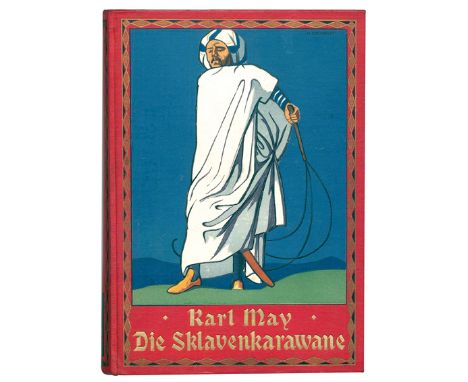 May,K.: Die Sklavenkarawane. 4. Aufl. Stgt. u.a., UDV (1905). Mit 16 Tondruckbildern v. G.A. Closs. 3 Bl., 496 S., 2 Bl. Rote