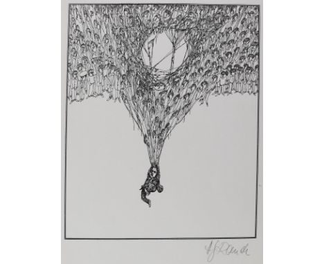 Rauch, Hans Georg: (1939 Berlin - Worpswede 1993). Seveso. Radierung. 25,7, x 23,2 cm. Sign. und mit Widmung an den Sammler -