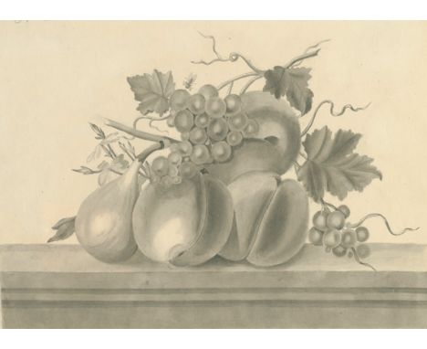 Huth, Auguste (Minnigerode?).: Früchtestillleben. 2 Grisailleaquarellzeichnungen. Um 1834. 27 x 36,5 cm - 30,5 x 43,5 cm. Tls