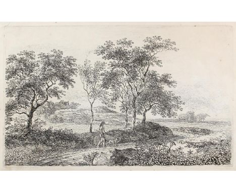 Klengel, Johann Christian: (1751 Kesseldorf - Dresden 1824). Durch die Wälder. Radierung. Plgr. ca. 24 x 38,5 cm, Blgr. ca. 2