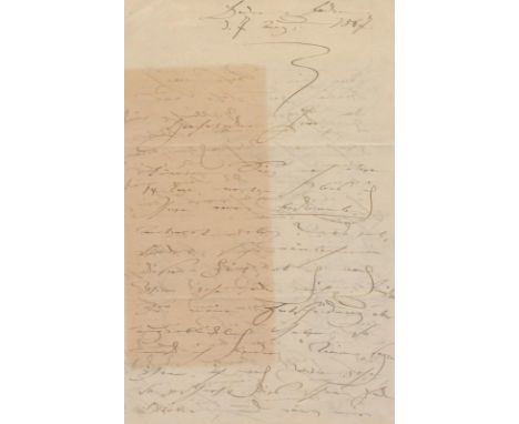 Schumann, Clara: (1819 Leipzig - Frankfurt a.M. 1896). Eh. Brief, Baden-Baden 7. VIII. 1867. 7 1/2 SS. Formatgr. 8°. - Letter
