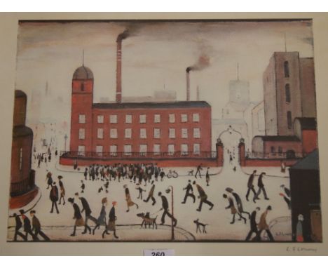 L.S. Lowry, a colour lithograph of an industrial scene, signed in pencil to the lower-right margin. Framed and glazed CONDITI