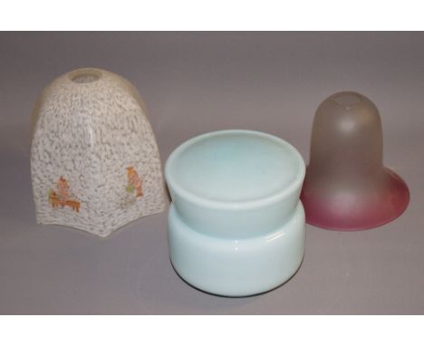 3 coloured glass light shades