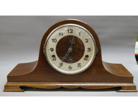 Mahogany case Napolian hat form chiming mantle clock 