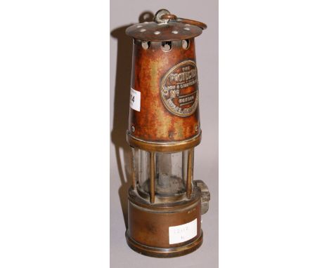"The Protector", a brass miner's lamp model 27084 CONDITION REPORT; approximately 26 cm tall