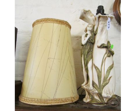 An Art Nouveau vase lady amongst leaves (a/f) converted to a table lamp