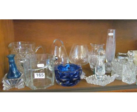 A set of six amethyst and clear glass bowls (boxed) and other glass