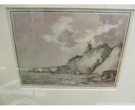 A print Brighthelmstone - The Bathing Place, with Smoaker's machines, another Brighton from Rotendeen and two coloured prints