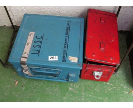 Two vintage ammunition boxes et cetera
