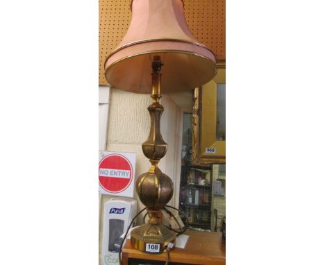 A Tiffany style lamp, brass lamp and a shade