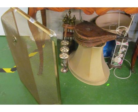 A brass fireguard and other brass et cetera