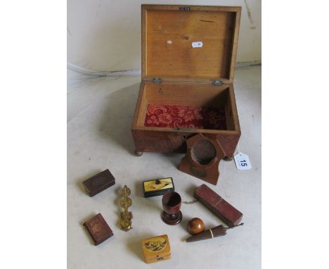 A watch stand, two snuff boxes, box, box et cetera