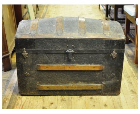 A dome top travelling trunk, 87 cm wide