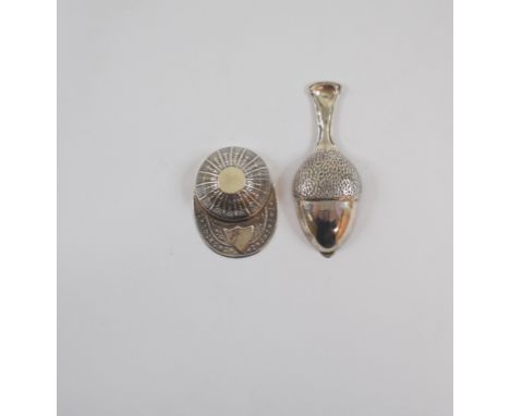 Two novelty silver caddy spoons