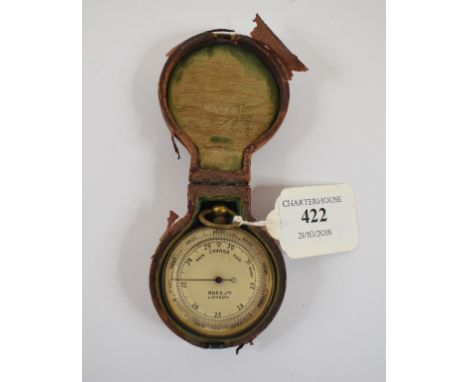 A pocket barometer, the silvered dial signed Ross Ltd London, in a fitted travelling case