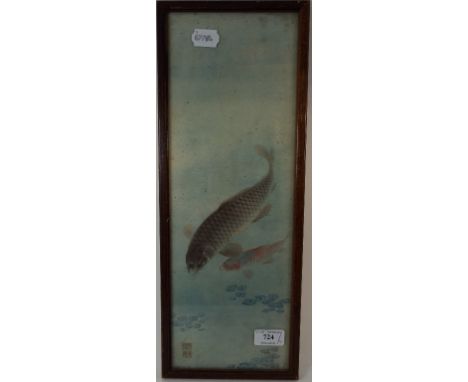 A Japanese wood block print, of a carp, and three others similar (4) Condition report Report by GHThe long thin picture with 