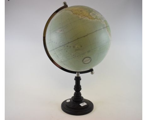 A hand made 13 inch terrestrial globe, 55 cm high