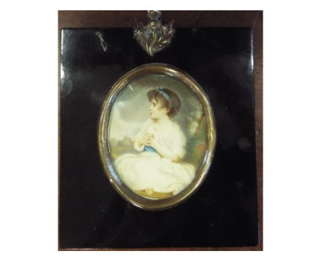 A 19th century oval portrait miniature, of a child, watercolour on ivory, signed Smart, 7.5 x 6.5 cm, a pair of Napoleon and 