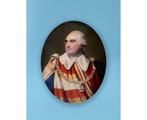 Henry Bone, a portrait miniature of The Late Marquis of Lansdown, enamel on copper, inscribed verso The Late Marquis of Lansd