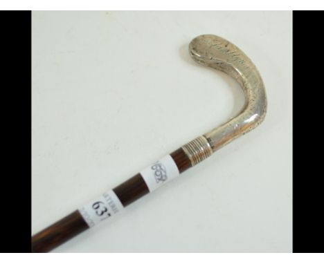 A Sunday walking stick, with silver putter handle, inscribed, London 1910