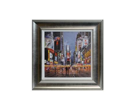 Henderson Cisz(Brazilian, b.1960) "After Dark, Times Square",signed and numbered,limited-edition embellished canvas print on 