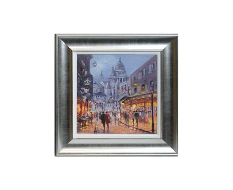 Henderson Cisz(Brazilian, b.1960) "Sacre Coeur, Midnight",signed and numbered,limited-edition embellished canvas print on boa
