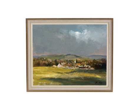 Valerie Mackenzie(20th Century)Rural Settlement,signed with initials,oil on canvas,49 x 59cms, framed.Provenance: The Monks G