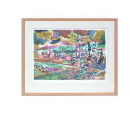 Robert Soden(b.1955)"Urban Growth",signed, titled, and dated 1987, limited edition lithograph, 96/118, 52 x 72cms, framed.