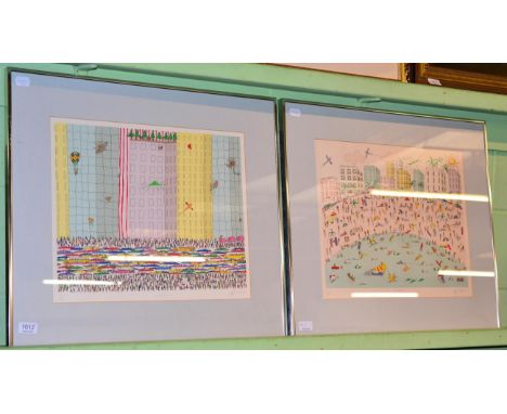 After Kitty Wilkinson 'The Beach' and 'Metropolis' signed ltd edition prints (2)  