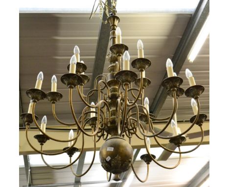 A twenty-one light Dutch style chandelier 