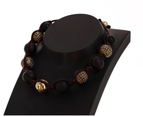 Shamballa 18ct braided black diamond bracelet, no. 5036,&nbsp;29.5gm (328) 