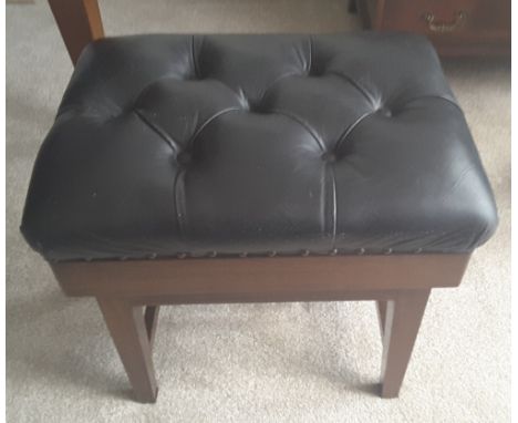 Piano Stool A concert adjustable piano stool with button upholstered leather top.