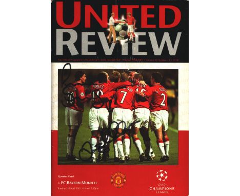 David Beckham, Paul Scholes signed plus 1 other unknown signature. United Review The Official programme UEFA Champions League