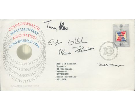 Tony Blair, Ed Miliband, Alan Johnson and Copes multi signed Commonwealth Parliamentary Association Conference 1986 FDC PM Fi