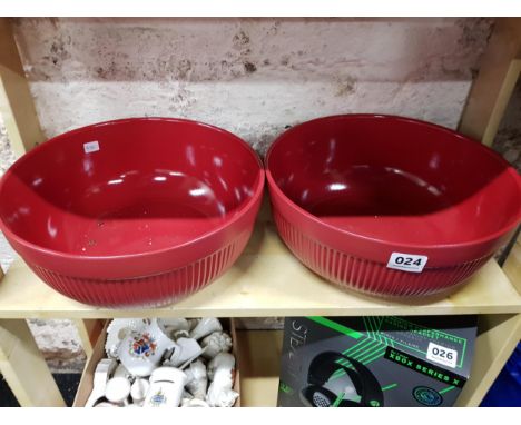 2 LARGE VINTAGE RED BAKING BOWLS