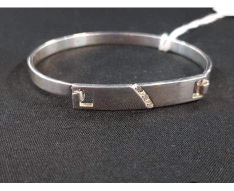 SILVER &amp; WHITE SAPPHIRE SET BANGLE 
