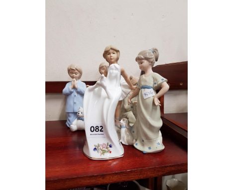 SHELF LOT OF CERAMIC FIGURES 