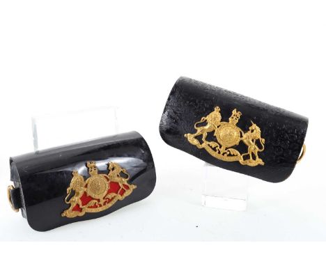 GROUP OF FOUR HOUSEHOLD CAVALRY LEATHER AMMUNITION POUCHES, CIRCA 1953, 1980, 1991, 2001 each mounted with crestthe largest 1