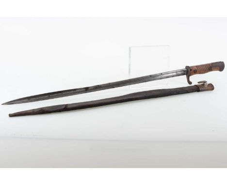 GERMAN S98 BAYONET, the fullered quill-point blade stamped ERFURT to the ricasso, numbered to guard, swept quillon, ribbed tw