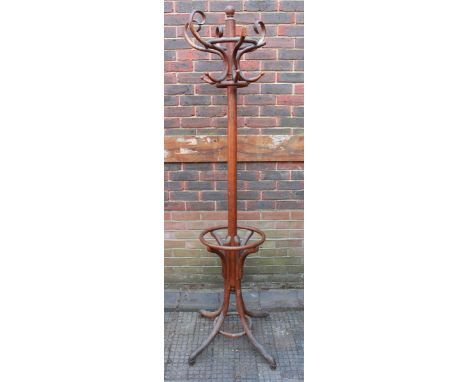 An early 20th century bent wood coat stand. AF.