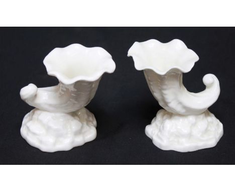 A pair of Worcester porcelain Cornucopia vases, 7cm.