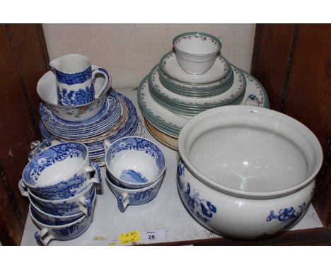 SECTION 28. A collection of assorted ceramics including Royal Worcester Sea Rose cups and saucers, together with other blue a