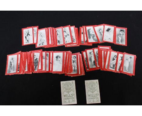 Cigarette cards, Will's Cigarette overseas, actresses, monochrome with red boarders, green printed backs, 94 cards