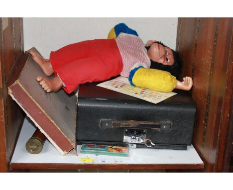 SECTION 30. A child’s toy chimp; a boxed glockenspiel; Mickey Mouse projector slides; a brass two drawer telescope;  and an I