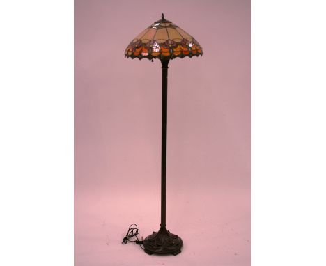 A Tiffany style standard lamp and shade, 145cm high 