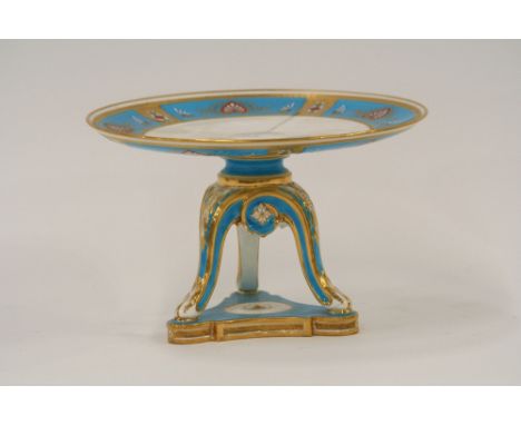 Christopher Dresser, a Mintons enamel decorated tazza, (AF), 25.5cm dia. x 16cm high