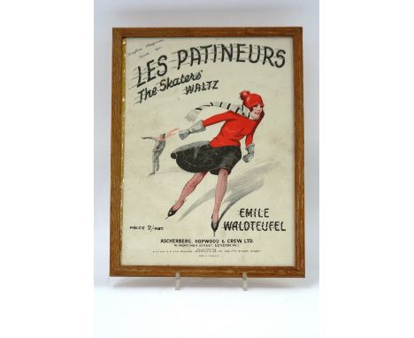 A French advertising print, Les Patineurs 'The Skaters Waltz', 30cm x 22cm