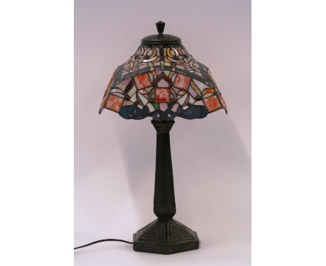 A Tiffany style table lamp and shade 